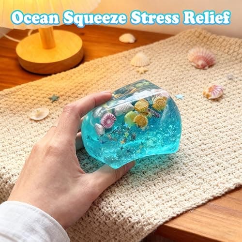 Stress Balls Fidget Toys, 2025 New Squeeze Ice Cube Marine Style Shells, Soft Slow Rise Stress Relief Toys for Adults Teenage Classroom Prizes thumbnail 4