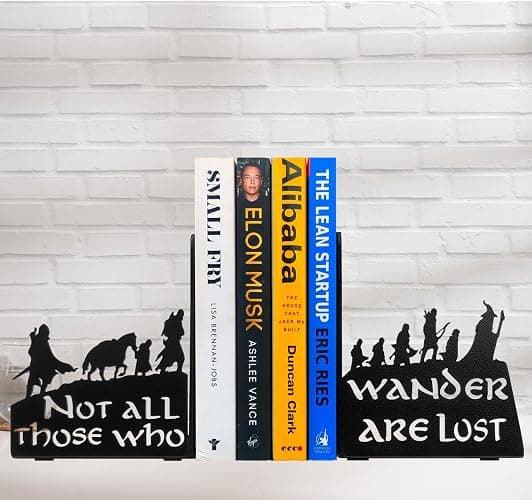 HeavenlyKraft Decorative bookends for Shelves, Heavy Metal Bookends, Unique Bookends, Non Skid Book Ends, Book Stopper for Home/Office Decor/Shelves, 7 X 5.51 X 4 in/Piece (with Quote on Product) thumbnail 4