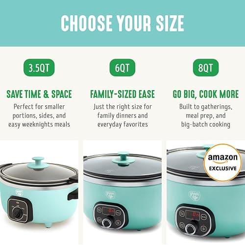 GreenLife 6QT Ceramic Slow Cooker, PFAS-Free, Programmable, Removable Healthy Nonstick Pot for Family Meals, Sear on Stovetop, Keep Warm, Digital Timer, Dishwasher Safe Crock, Turquoise thumbnail 10