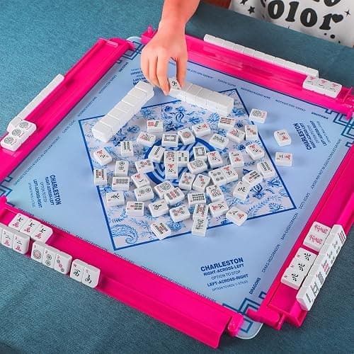 Pink Acrylic Mahjong Tile Racks with Pushers thumbnail 4