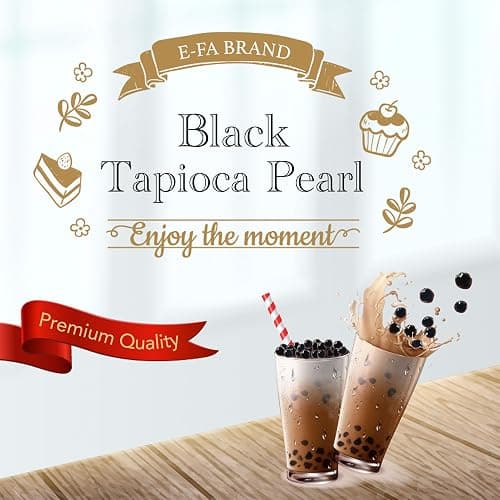 E-FA BRAND Black Tapioca Pearls (Boba), Quick Cook Tapioca Pearls for Bubble Tea, Microwave Ready in 3 Minutes, Fresh Chewy Texture, Milk Tea & Dessert Topping, Halal Certified, 2.2 LB (Pack of 1) thumbnail 8