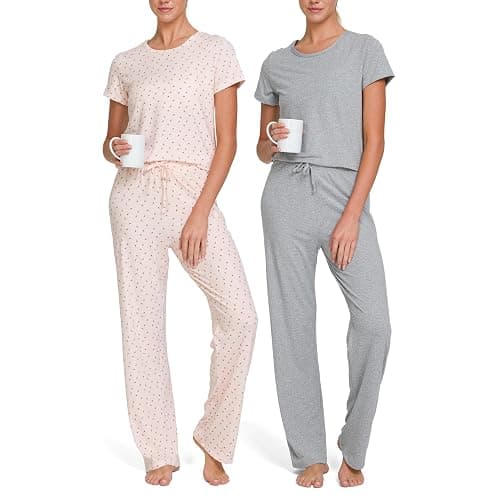Ultra Performance 2 Pack Womens PJ Pajama Sets PJ’s Pajamas Pants Set's Ladies Soft Lounge Pjs Pajama’s For Women Set - Image 1
