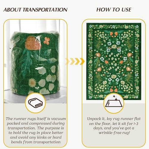 Rtizon Area Rugs for Living Room, Non-Slip 4x6 Washable Rug for Bedroom,Vintage Floral for Entryway Office Kitchen Dining Room, Green thumbnail 9