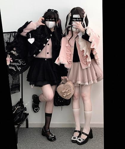 Cuteighteen Kawaii Lolita Hooded Cloak Teens Cape Fleece Lined Jacket Winter Coat Hoodie Lace Trim Poncho Sweater thumbnail 3