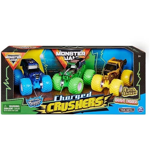Monster Jam, Ground Shaker 3 Pack (Grave Digger, El Toro Loco and Blue Thunder), 1:64 Scale Die-Cast Vehicles - Image 1