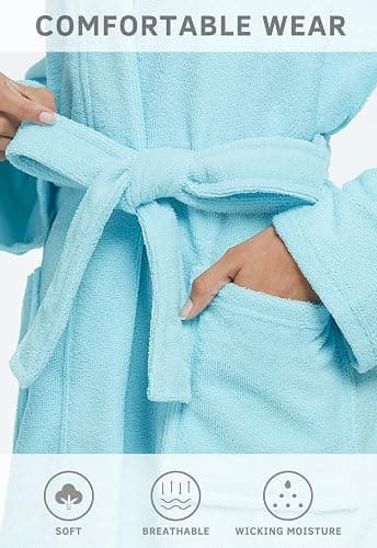 Orrpally Women Kimono Robes Lightweight Terry Cloth Bathrobe Knee Length Bath Robe thumbnail 4