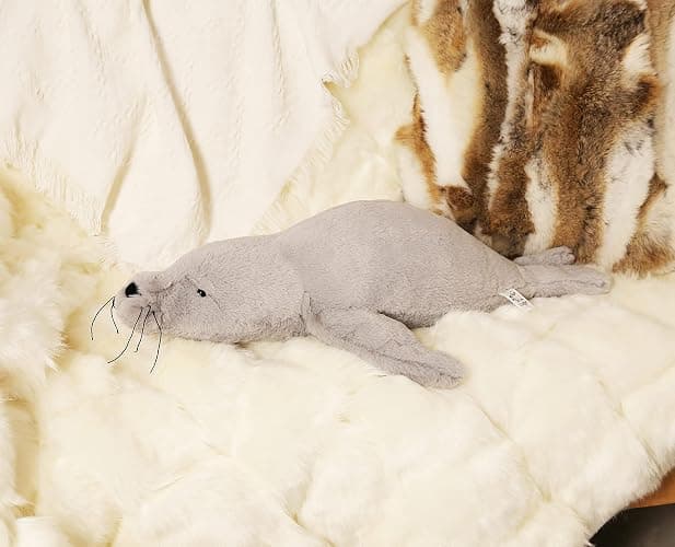 CSVBTRF Weighted Stuffed Animals, 2 lb, 23" Seal Plush Gift for Kids - Grey Hug Seal Plush Animals thumbnail 7