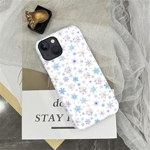 Flivro Case for iPhone 15, PC Hard Shell & Silicone Inner Bumper, Anti-Scratch Full-Body Cover Shockproof Slim Design -Iridescent Christmas Snow Flake Winter thumbnail 4
