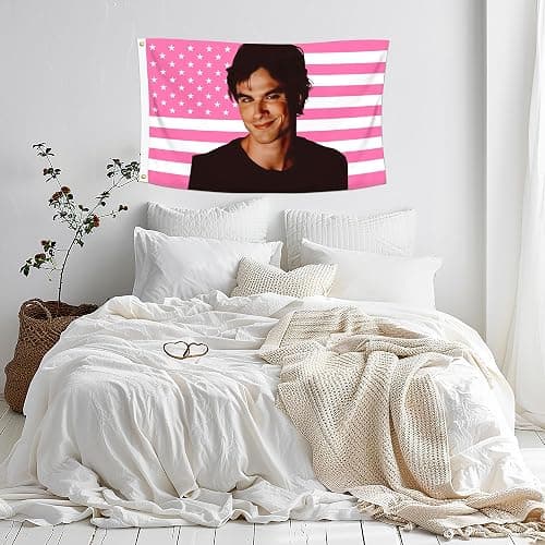 Shmbada 3x5 Ft Decorative Ian Somerhalder Flag Double Stitched with 2 Brass Grommets for Indoor Outdoor, Wall Hanging Tapestry College Dorm Room Decoration (Pink, 3x5 ft) thumbnail 4