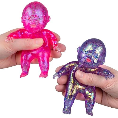 ORB Sugar Swaps Jumbo Baby Squishies Pink and Purple 2 Pack - 2 Big, Sparkly Sugar Baby Squishy Toys to Stretch, Squeeze, Collect, Trade - Stress Relief, Sensory and Fidget Toys for Kids and Adults thumbnail 3