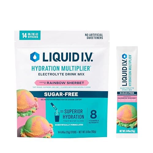 Liquid I.V.® Hydration Multiplier Sugar-Free - Rainbow Sherbet | Electrolyte Powder Drink Mix | 1 Pack (14 Servings) - Image 1