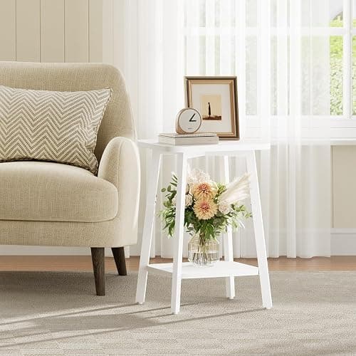 MAHANCRIS Side Table, Small Rectangular End Table with Storage Shelf, 2-Tier Bedside Table Sofa Couch Table, Nightstand for Small Spaces, Living Room, Bedroom, White ETWT4701 thumbnail 7