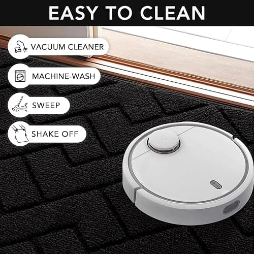 hicorfe Indoor Doormat,Front Back Door Mat Rubber Backing Non Slip Door Mats 24"x35" Absorbent Resist Dirt Entrance Doormat Inside Floor Mats for Entryway Washable Low-Profile(Black) thumbnail 7