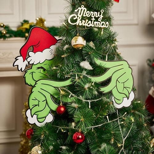 Christmas Elf Decorations for Christmas Tree,Elf Head Arms and Legs Christmas Tree Ornament,Thief Stole Elf Body Tree Topper Ornaments for Holiday Xmas Home Party Decorations (Green) - Image 1