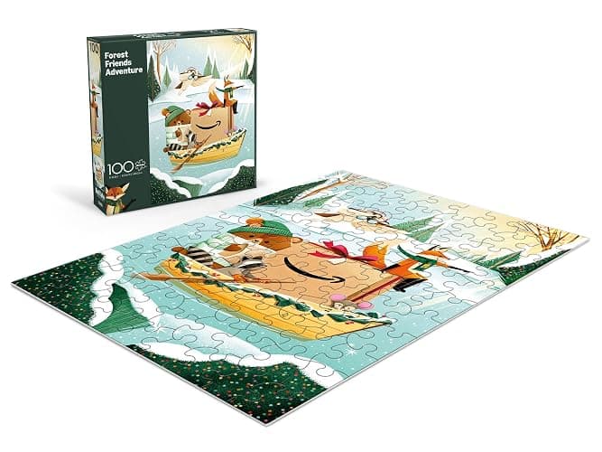 Amazon Holiday Puzzle - 100 Piece Jigsaw Puzzle from Buffalo Games - Forest Friends Adventure - Family Game Night Puzzle Fun - Finished Size is 15 x 11 thumbnail 4