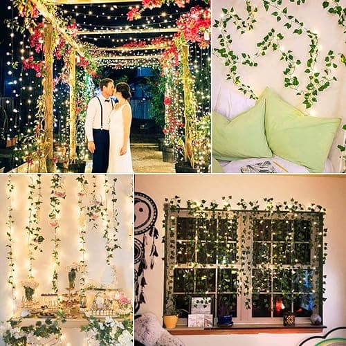 LED Ivy String Lights Artificial Ivy Leaf with Copper String Lights Ivy Garland with Lights Hanging Fake Greenery Vine Ivy for Bedroom Office Wedding Holiday Party Garden Patio Decor (2 Meters) thumbnail 3