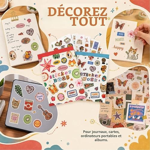 Domefahaso Livre d'autocollants pour Adultes avec Plus de 2300 Autocollants, Sticker Book & journaling avec Autocollants pour Scrapbooking et journaling thumbnail 5