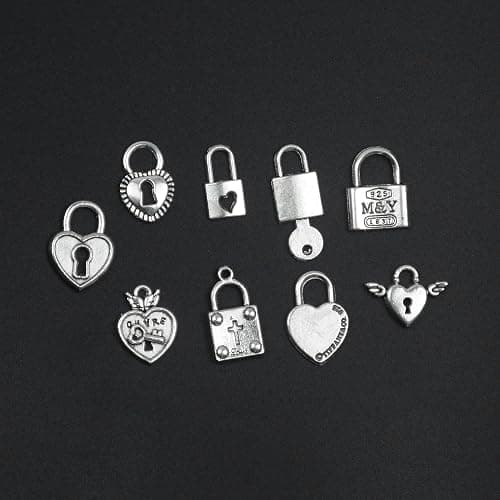 Aokbean Mixed 40Pcs Mini Fake Skeleton Keys and Heart Locks Charms for Jewelry Making Earring Necklace Pendants Keychain Accessories thumbnail 3