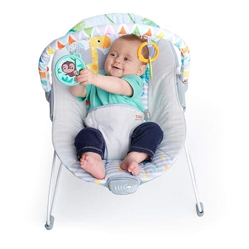 Bright Starts Baby Bouncer Soothing Vibrations Infant Seat - Removable -Toy Bar, Nonslip Feet, 0-6 Months Up to 20 lbs (Safari Fun) thumbnail 9