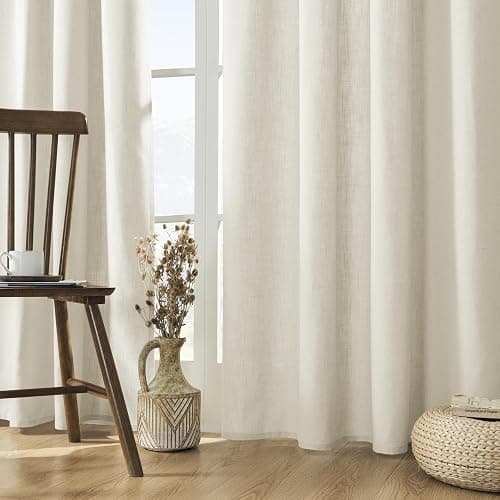 Joydeco Linen Curtains 96 inch Length 2 Panel Set, Light Filtering Curtain for Living Room Bedroom, 52 inch Wide Drapes with Rod Pocket Back Tab (96" Lx52 W, Ivory on Linen) - Image 1
