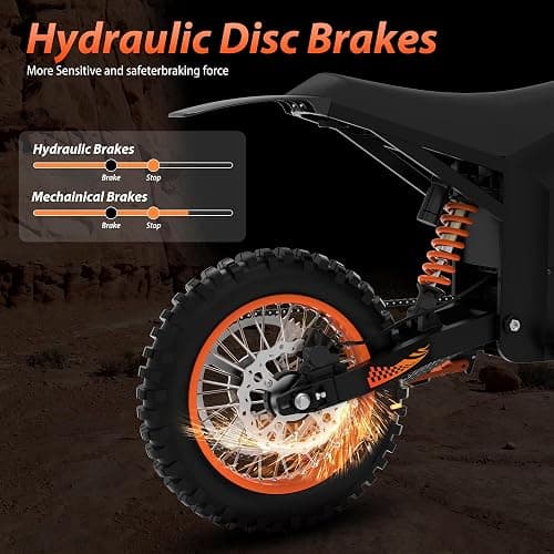Tuttio Soleil01 Electric-Dirt-Bike for Teens Adults, 14"/12" Fat Tire 2000W Electric-Motorcycle with 48V 21AH Battery Ebike 37MPH Hydraulic Brakes Mountain Off-Road EBike Fit Age 13+ thumbnail 7