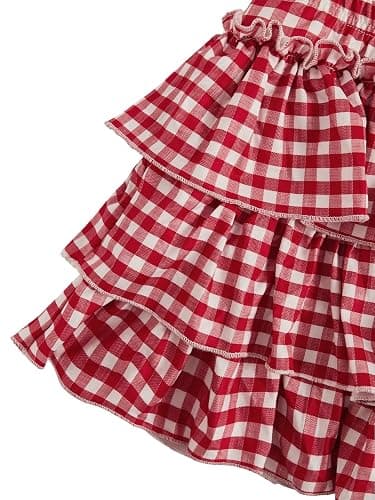 BEAUDRM Women's Y2k Bow Ruffle Mini Skirt Cute Gingham Layered Skort | Plaid Skirt, Pleated, Tiered, A-Line, Rave, Festival, Party, Country Concert Outfits thumbnail 7