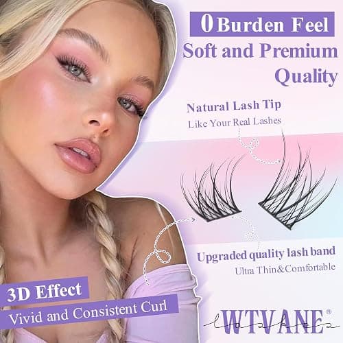 Wispy Lash Clusters Kit Natural Eyelash Clusters Extensions Kit 144pcs Individual Lashes DIY Lash Extension Kit with 10-16mm Lashes Clusters, Lash Bond and Seal,Lash Tweezers by Wtvane thumbnail 2