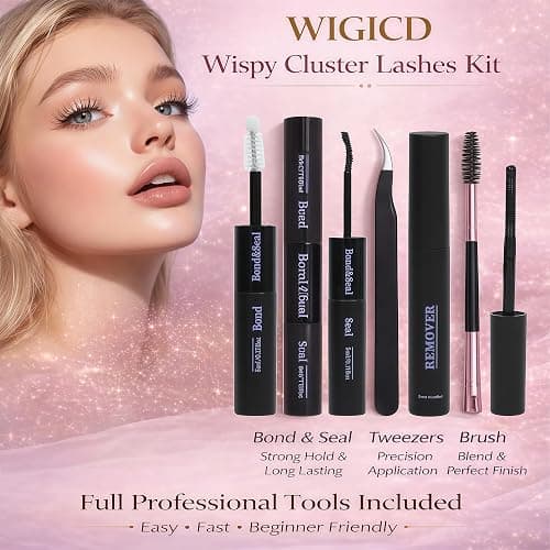 Lash Clusters Kit, Eyelash Clusters Individual Lash Extension Kit Pcs D Curl Fluffy Wispy False Eyelashes Extensions Thin Band with Bond Seal Tweezers Brush Removers (30D+40D KIT 9-16mm) thumbnail 5
