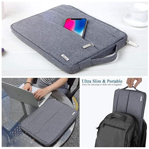 Voova Laptop Sleeve Carrying Case 14 15 Inch Compatible with MacBook Air 15 M2/M3/M4 2022-2025, MacBook Pro 15, Hp Chromebook 14, Waterproof Slim Computer Cover Bag,Grey thumbnail 2