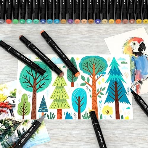KJSHUANGTANG Alcohol Markers, 48 Colors Dual Tip Art Markers, Drawing, Coloring Marker for Kids Sketching Adult Coloring thumbnail 7