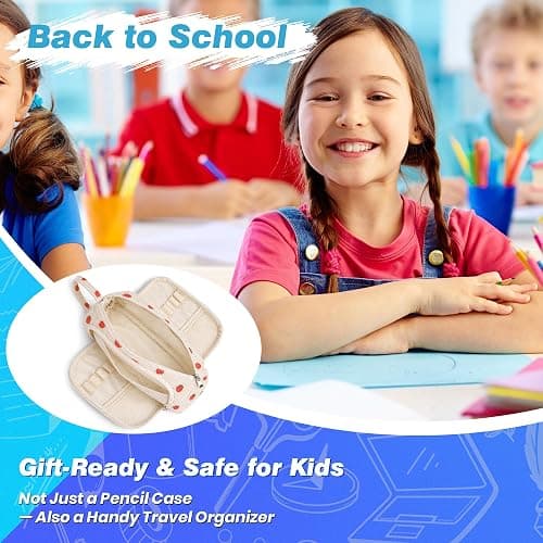 JAESITETER Big Capacity Pencil case,Soft Corduroy Pencil Bag with 3 Compartment Pouch Bag for School Supplies Office for Teen Girls Boys Women Man (Strawberry) thumbnail 8