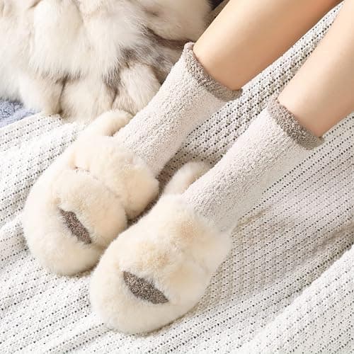 fauson Fuzzy Socks for Women, Fluffy Socks Womens, Cozy Slipper Sock for Women, Womens Winter Warm Fuzzy Sleeping Sock thumbnail 7