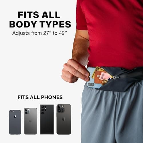 No-Bounce Slim & Secure Running Belt, Fits ALL Phones, Keys, Cards, Gels | Comfortable for Long Runs, Running Waist Pack for Men, Slim Running Belt Fanny, Comfortable for Long Runs, Adjustable Sizing thumbnail 2