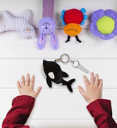 DolliBu Killer Whale Plush Keychain Stuffed Animal Toy, Bag Charm, 4 Inches | novelty keychain accessories for purse, charm backpack keychain for women, cute gifts, sea animal purse decor, ocean animal thumbnail 7