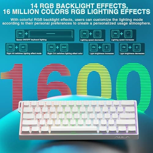 Aula WIN60 HE - 60% Mechanical Gaming Keyboard Wired, Hall Effect Magnetic Switch Hot Swappable, Adjustable Actuation RT Mode, 8000 Hz Polling Rate, RGB Keyboard 60 Percent Compact Design for PC thumbnail 7