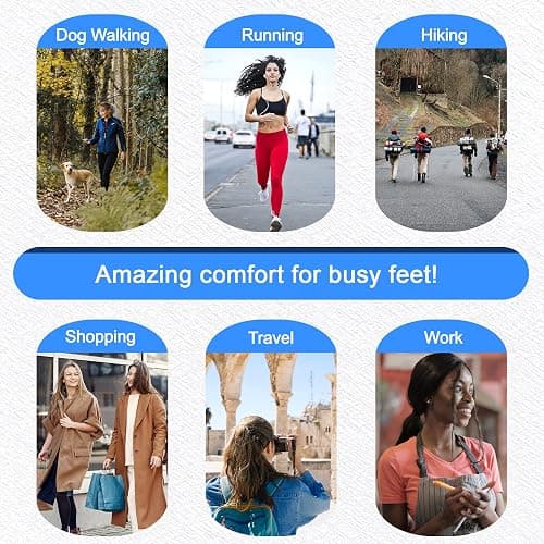 Memory Foam Insoles for Women, Replacement Shoe Inserts for Work Boot, Running Shoes, Hiking Shoes, Sneaker, Cushion Shoe Insoles Shock Absorbing for Foot Pain Relief, Comfort Inner Soles Black US 8 thumbnail 7