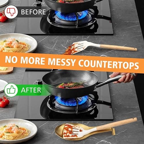 VanlonPro Stainless Steel Spoon Rest, Spatula Ladle Holder, Stainless Steel Utensil Spoon Rest Holder, Brushed Finish, Dishwasher Safe 9.8 x 3.7 Inch (Gold 2PCS) thumbnail 6