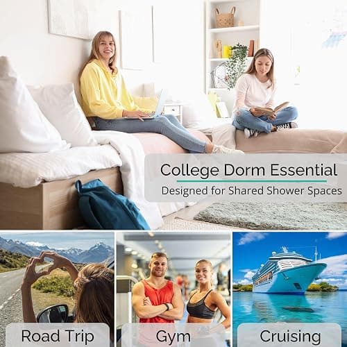 Original Shower Caddy For College Dorms- Travel Shower Caddy - Dorm Organizer Bag - Large Capacity, Quick Dry and Water Resistant with Metal Hook - Portable and Foldable Bag for Gym and Travel (Aqua) thumbnail 6