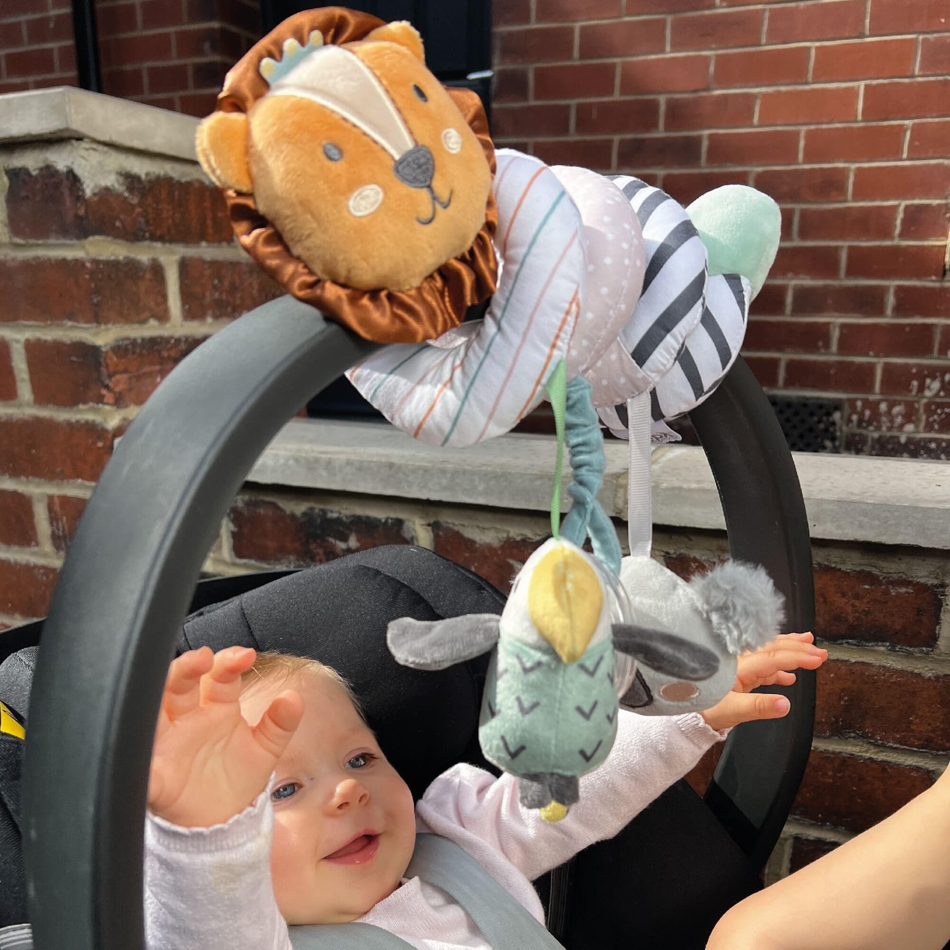 Nuby Animal Adventures Activity Spiral Pram Toy - Sensory Toys for Newborn Development - Baby Activity Spiral for Stroller & Car Seat - for Newborns (Multi-Colour) thumbnail 3