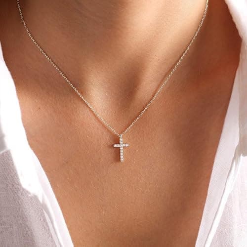 Fesciory Cross Necklace for Women, 14K Gold Plated Cross Pendant Dainty Layered Chain Necklace Jewelry Gifts thumbnail 2