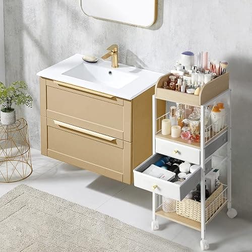 Makeup Organizer, Floor Skincare Organizers, Make Up Organizers and Storage with Drawers, Vanity Organizer Cosmetics Display Cases Holder for Skin Care Nail Polish Perfume Makeup brush Hair Tool thumbnail 9