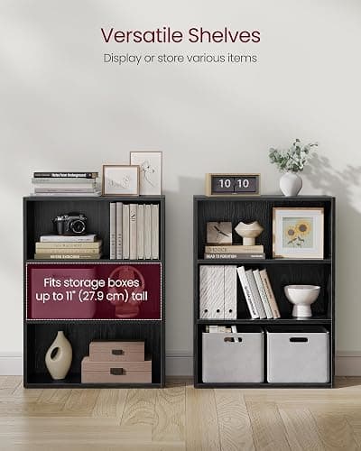 VASAGLE Custos Collection - Bookshelf, 3-Tier Bookcase, Book Shelf, Open Storage Shelf, 9.4 x 23.6 x 32 Inches, for Living Room, Home Office, Dinning Room, Ebony Black ULBC163T56 thumbnail 5