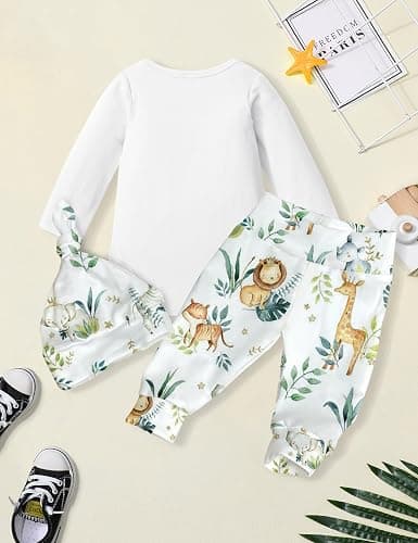 AGAPENG Baby Boy Clothes Newborn Boy Outfits Infant Letter Print Romper Long Pants Hat 3PCS Baby Boy's Clothing thumbnail 5