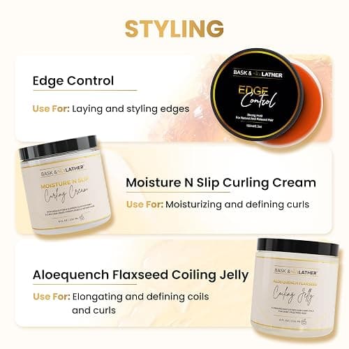 BASK & LATHER | Edge Control Gel for Natural & 4C Hair, Strong Hold, 5.3 oz thumbnail 7