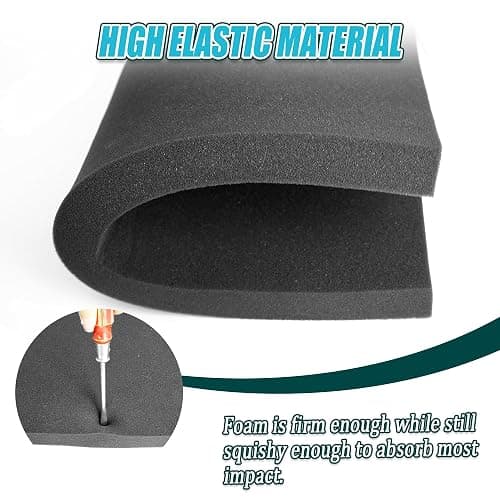 4 PCS Black Foam Padding- 16x12x1 Inch Polyurethane High Density Foam Cuttable Black Sheet Pad Cushioning Inserts for Packing Cases and Crafts thumbnail 3