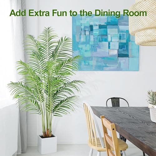 Keeplush Artificial Palm Tree 6ft Tall Fake Palm Tree Indoor Decor with 18 Leaves and Real Bark Design Faux Tropical Areca Palm Silk Floor Plant in Pot for Home Office Living Room Bedroom Decor 1pcs thumbnail 5