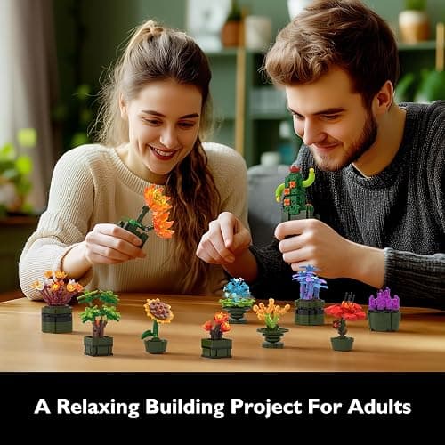 JMBricklayer Flowers Succulents Building Sets for Adults 10001, 12 Pack Tiny Plants Botanical Collection Display for Room Decor, Bonsai Flowers Building Blocks Gifts for Women, Cute Succulents thumbnail 2