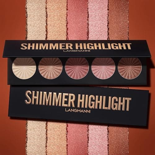 Highlighter Powder Palette, Makeup Palette Facial Bronzers Illuminator Palette Highlighter Baked Waterproof Long Lasting Brilliant Lighten Skin Color (5 Color, 1 Count (Pack of 1)) thumbnail 6