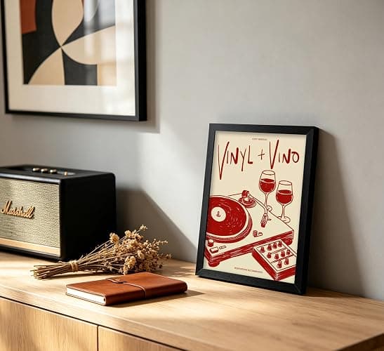 Vintage Wine Record Canvas Wall Art, Trendy 80s Abstract Watercolor Wall Decor, Retro Posters Painting Decor Picture, Funny Bar Cart Poster Print Artwork for Music Room Bar Bedroom Wall Decor Home thumbnail 3