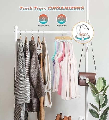 Gomyrod Bra Hanger for Closet, Tank Top Hangers 2 Pack w/20 Hooks Holds 40 Bras, Capacity Foldable Wood Space Saving Hanger, 360°Rotating Closet Organizers and Storage for Dorm & Apartment thumbnail 7